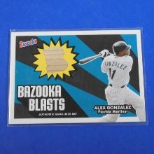 2005 TOPPS BAZOOKA ALEX GONZALEZ GAME USED BAT CARD MARLINS
