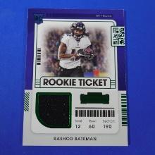 2021 PANINI CONTENDERS RASHOD BATEMAN JERSEY RELIC ROOKIE CARD RAVENS