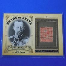 2020 UPPER DECK GOODWIN CHAMPIONS KING GEORGE V HEAD OF STATE STAMP RELIC CARD