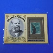 2020 UPPER DECK GOODWIN CHAMPIONS JAMES A GARFIELD HEAD OF STATE STAMP RELIC CARD