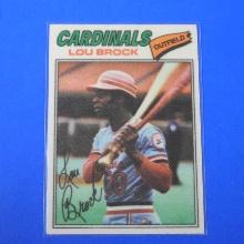 1977 TOPPS BASEBALL #8 LOU BROCK CLOTH STICKERS ONE STAR BACK CARDINALS