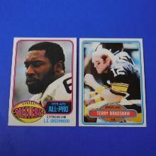 1976 TOPPS L.C. GREENWOOD AND 1980 TOPPS TERRY BRADSHAW STEELERS LOT