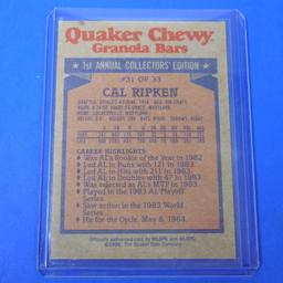 1986 TOPPS QUAKER OATS GRANOLA BARS CAL RIPKEN JR ORIOLES