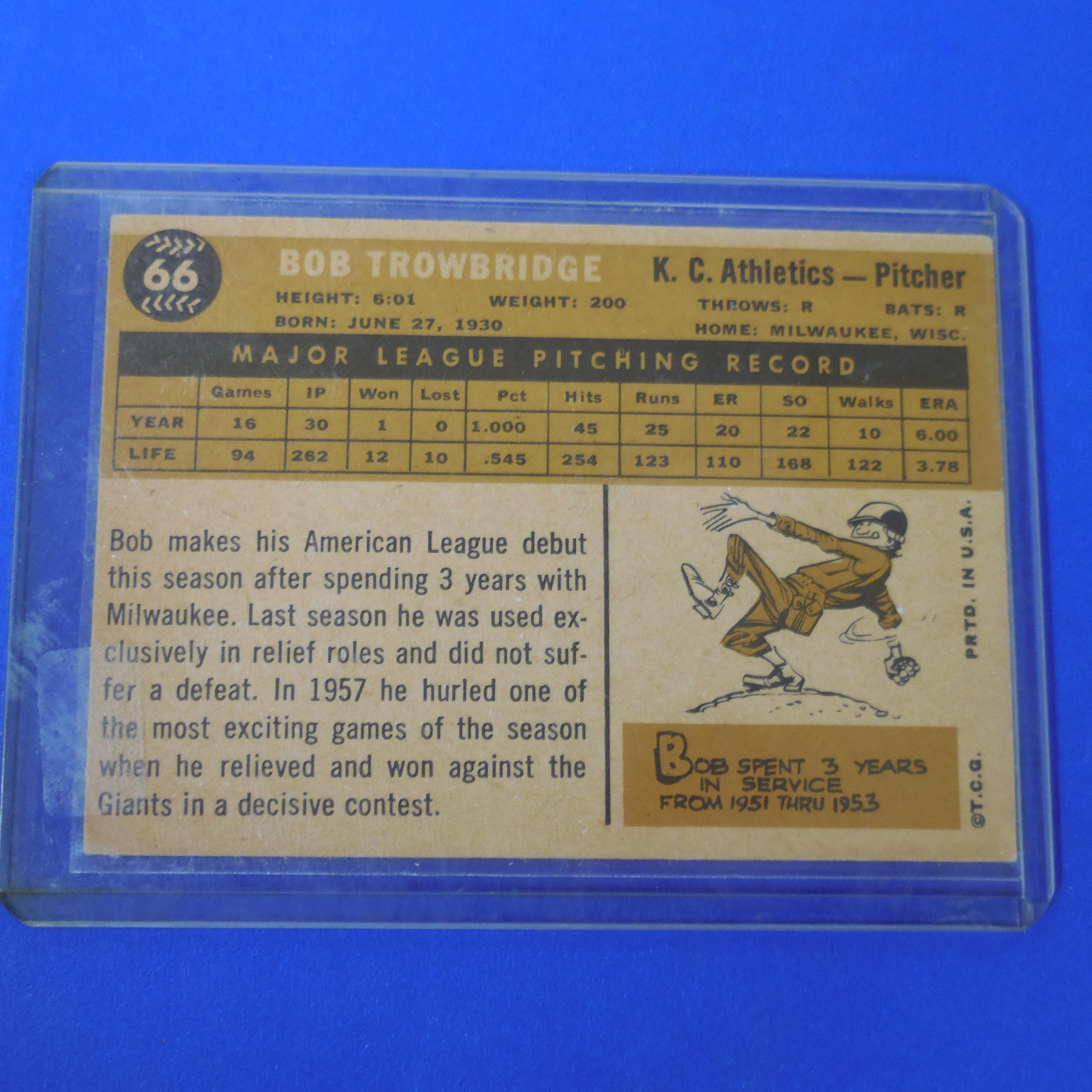1960 TOPPS #66 BOB TROWBRIDGE ATHLETICS