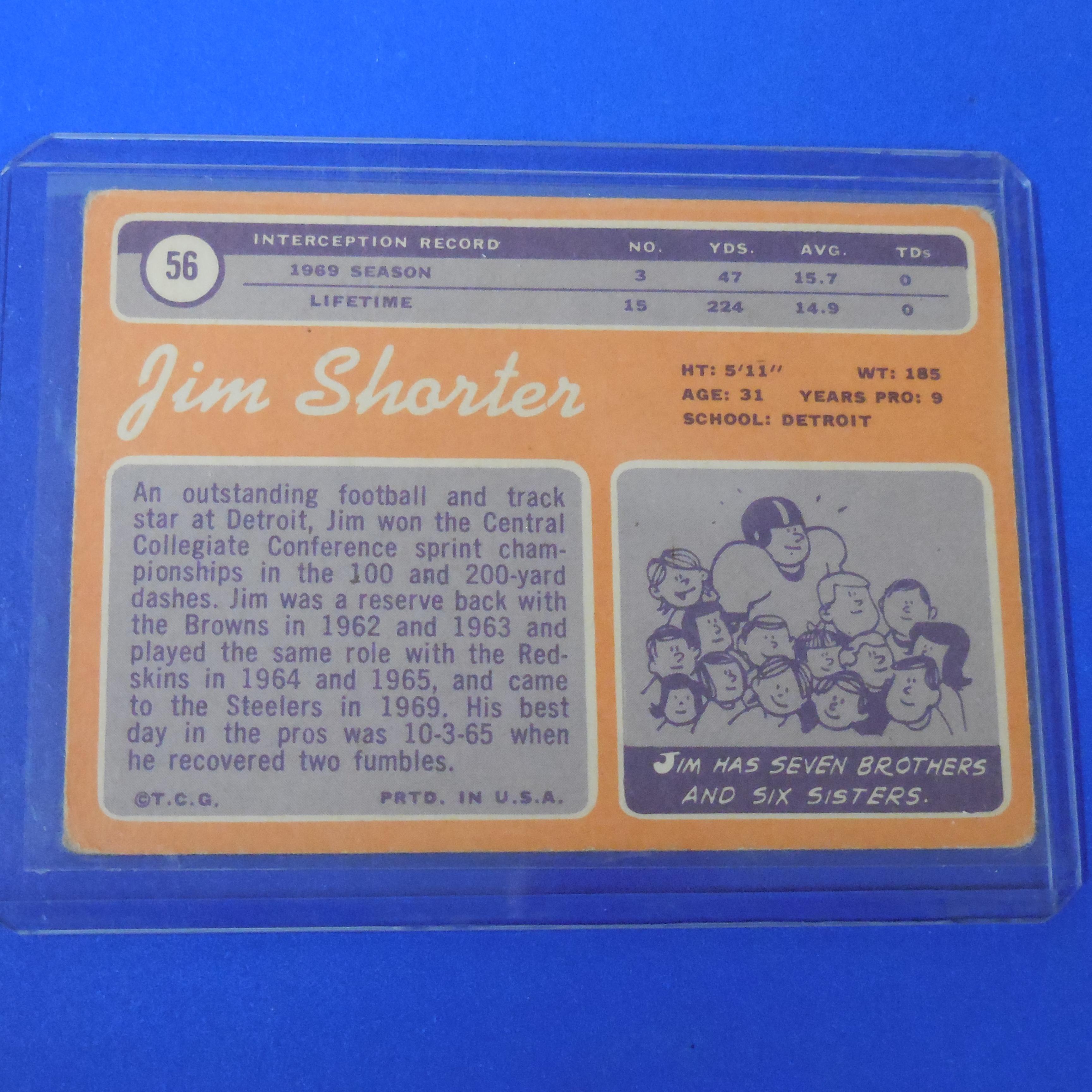 1970 TOPPS #56 JIM SHORTER STEELERS