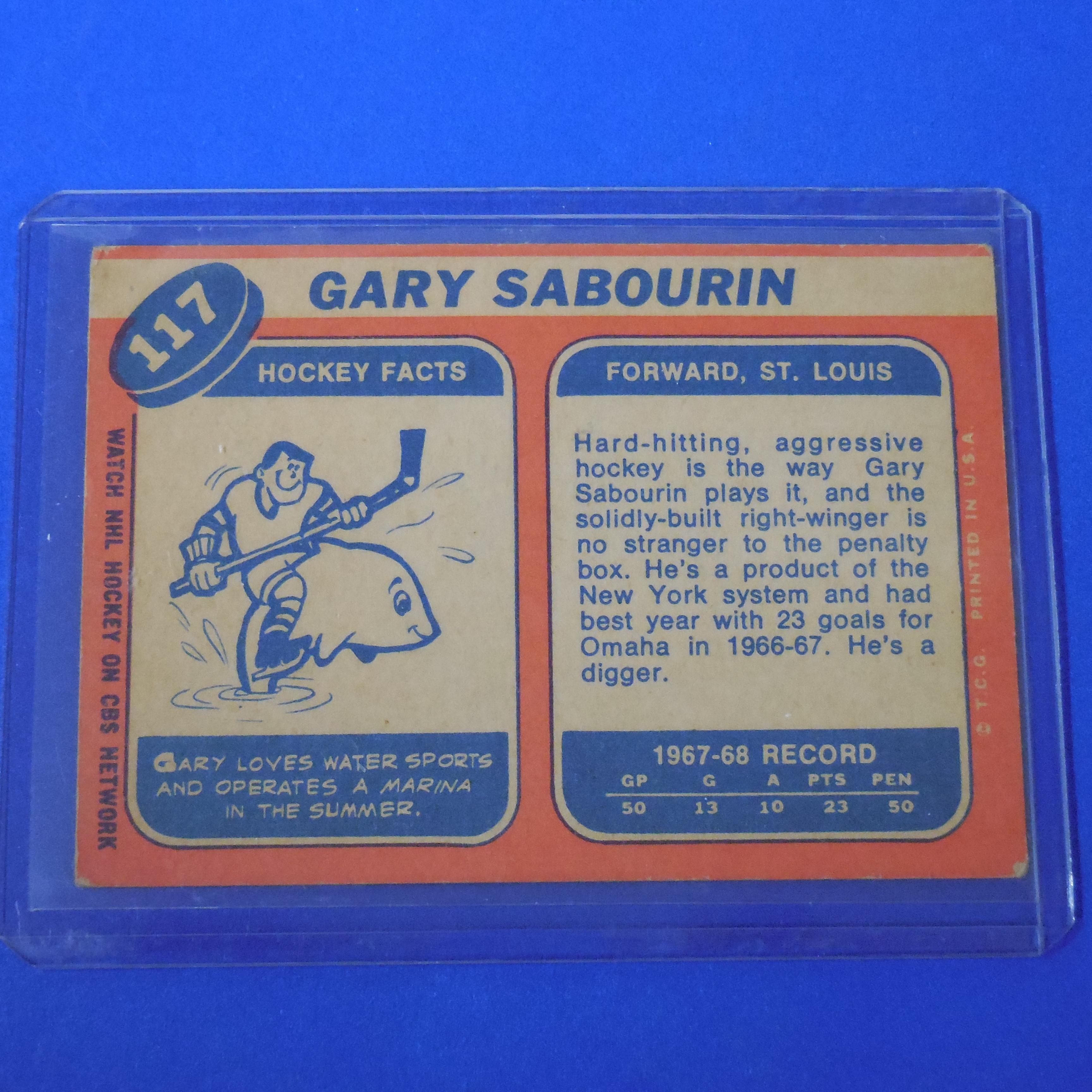 1968-69 TOPPS #117 GARY SABOURIN BLUES