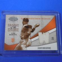 2004 LEAF CERTIFIED MATERIALS JUAN MARICHAL GAME USED JERSEY #D 18/26