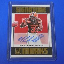 2018 DONRUSS NICK CHUBB SIGNATURE MARKS AUTOGRAPHED ROOKIE CARD BROWNS