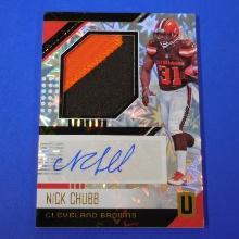 2018 PANINI UNPARALLELED NICK CHUBB RPA ROOKIE PATCH AUTOGRAPH RC #D 07/75 BROWNS