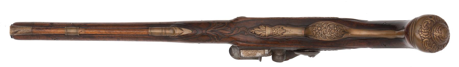 Pair of Long German Flintlock Holster Pistols by Addnius B Schwartz