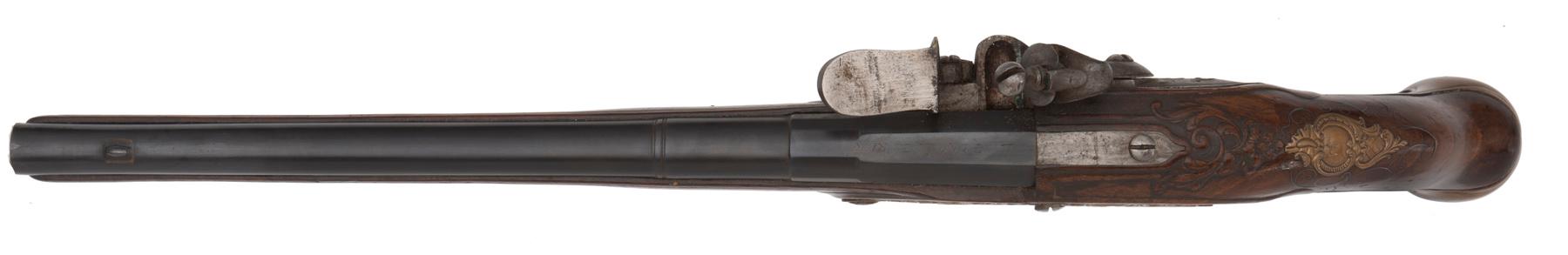 Pair of Long German Flintlock Holster Pistols by Addnius B Schwartz
