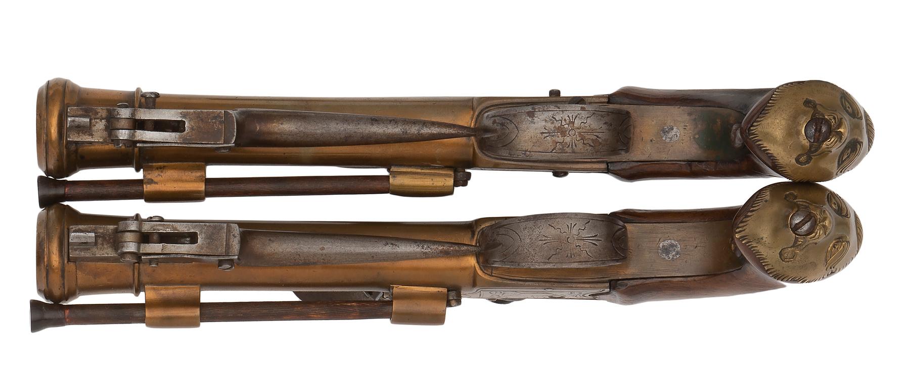 Pair of Brass Barrel Blunderbuss Pistols