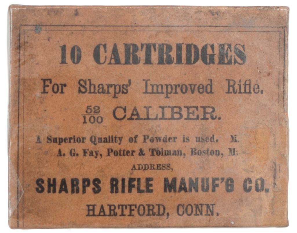 Scarce Original Box .52 Caliber Linen Sharps Cartridges