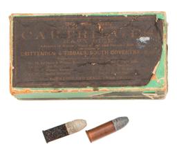 Original Box Of 50 No 38 Cartridges By Crittenden & Tibbals South Conventry Conn