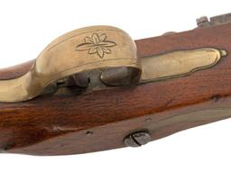 Cased Pair of English Brass-Barrel Flintlock Pistols by William Allport