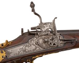 A Very Fine Quality Gilt Bronze Mounted, Silver And Gold Inlaid Austrian Wheel-lock Sporting Rifle