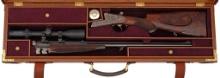 **Cased Deep Relief Engraved Sempert & Krieghoff Rifle