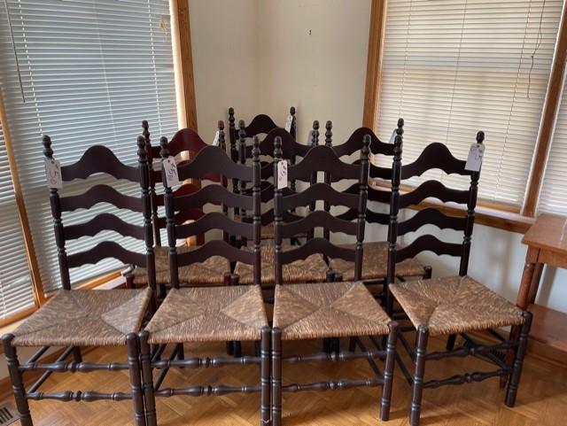 8- Rush Bottom Ladder Back Chairs