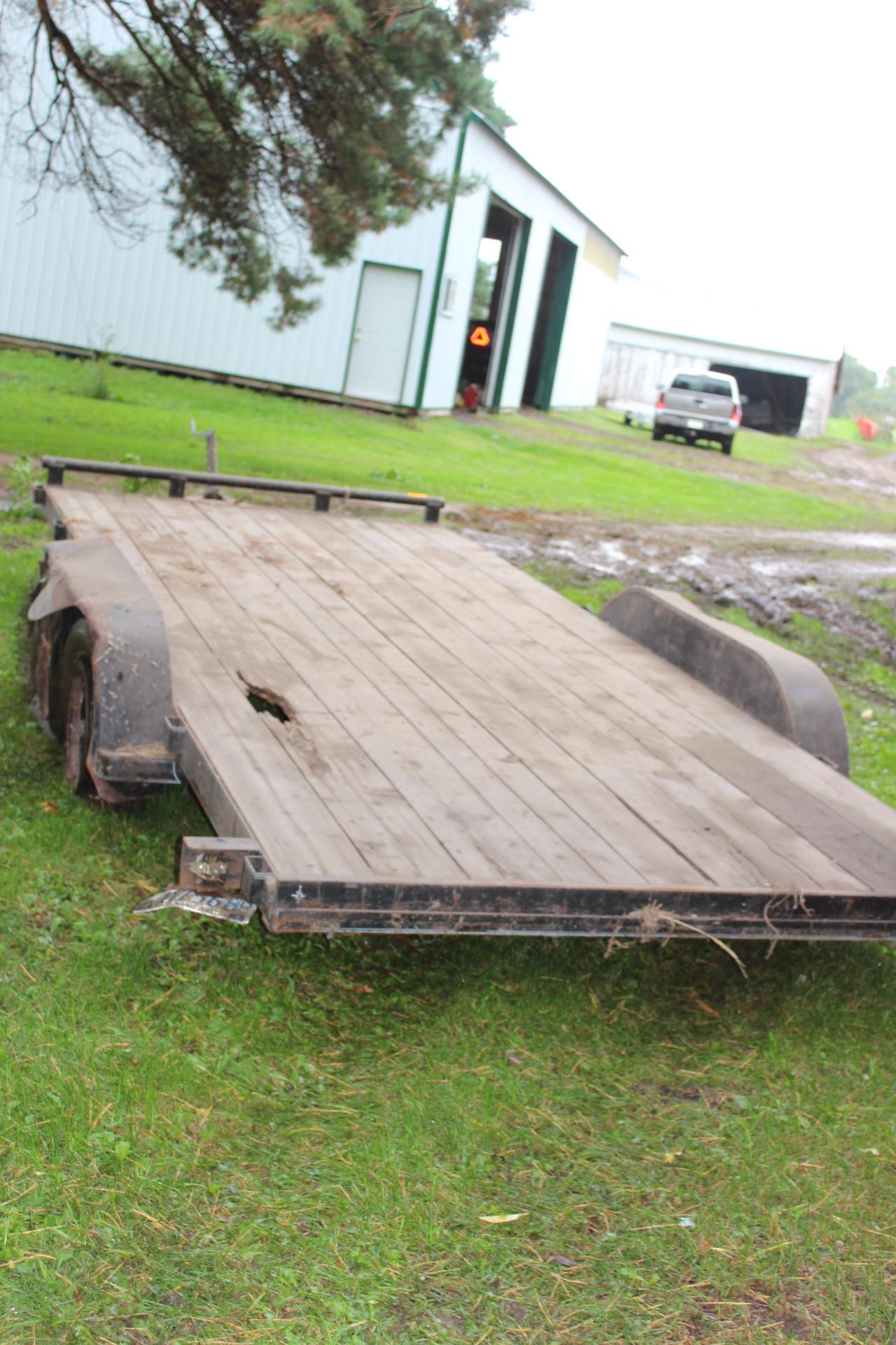 1993 TOP 7' X 16'  TANDEM AXLE TRAILER, RAMPS,