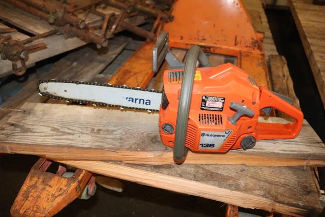 HUSQUARNA 136 CHAINSAW, 13" BAR, CASE, TAX,