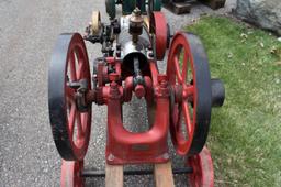 Galloway Air Cooled 1 3/4HP Gas Engine, Wheel Barrow Cart, Restored, SN:94411