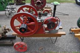 Galloway Air Cooled 1 3/4HP Gas Engine, Wheel Barrow Cart, Restored, SN:94411