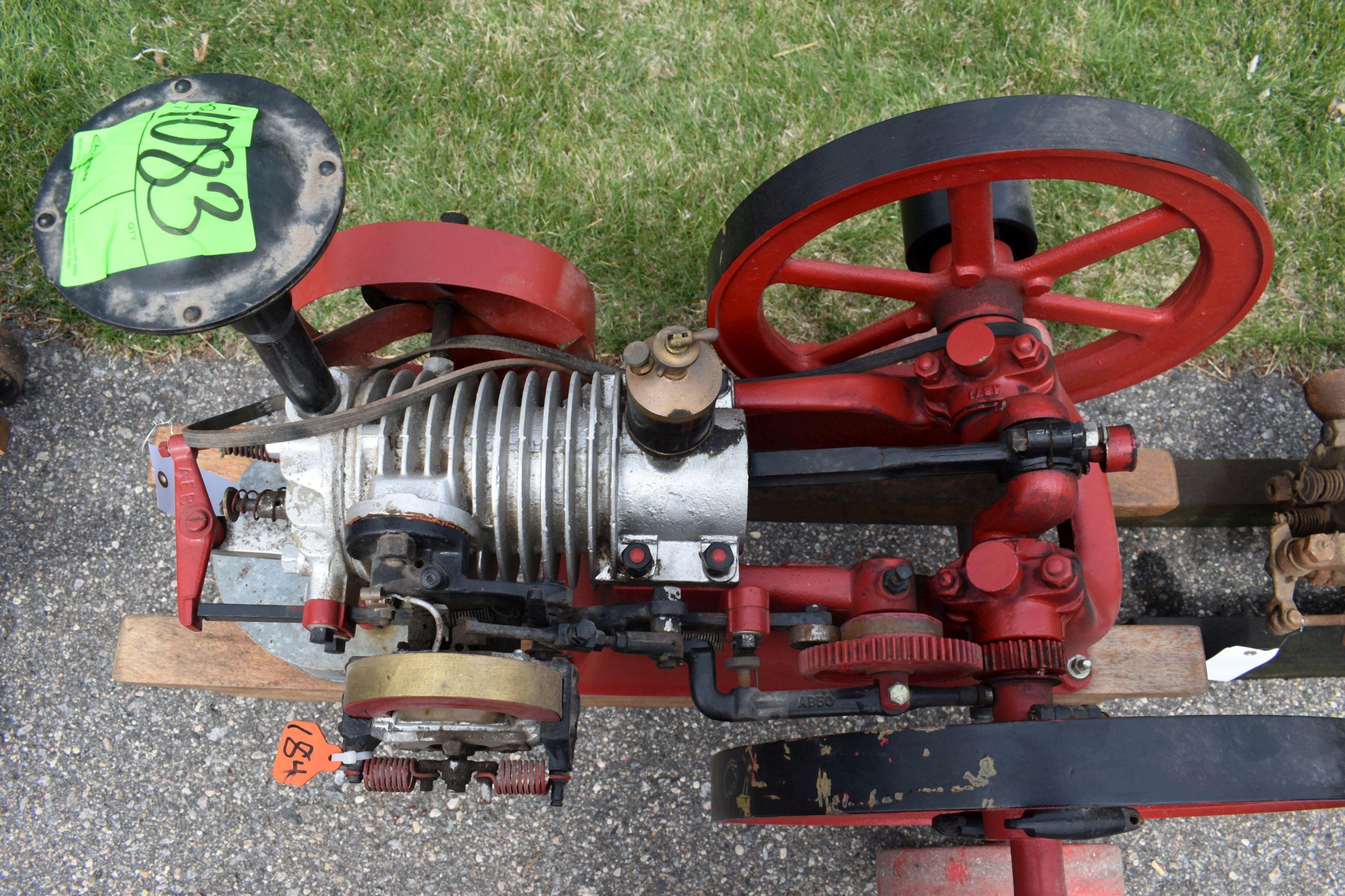 Galloway Air Cooled 1 3/4HP Gas Engine, Wheel Barrow Cart, Restored, SN:94411
