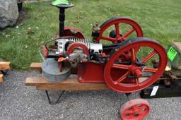 Galloway Air Cooled 1 3/4HP Gas Engine, Wheel Barrow Cart, Restored, SN:94411