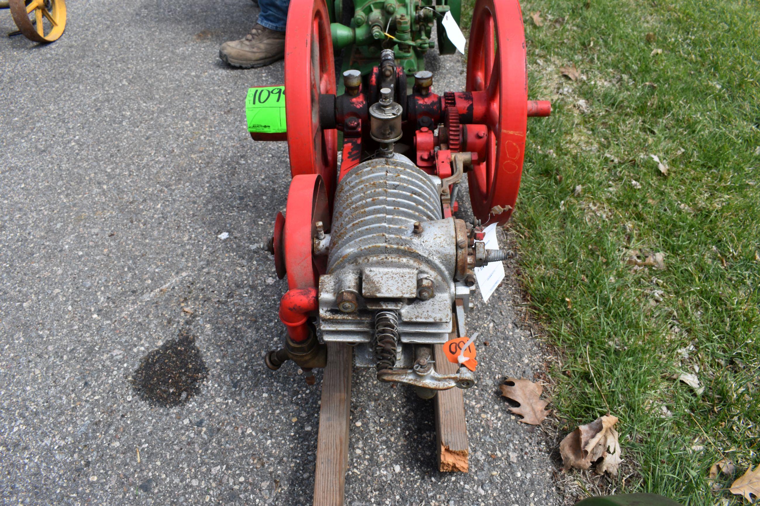 Big Chief 1.5Hp Air Cooled Gas Engine, Restored, Enclosed Govenor, ING Needs Batt, Oiler, SN:47777