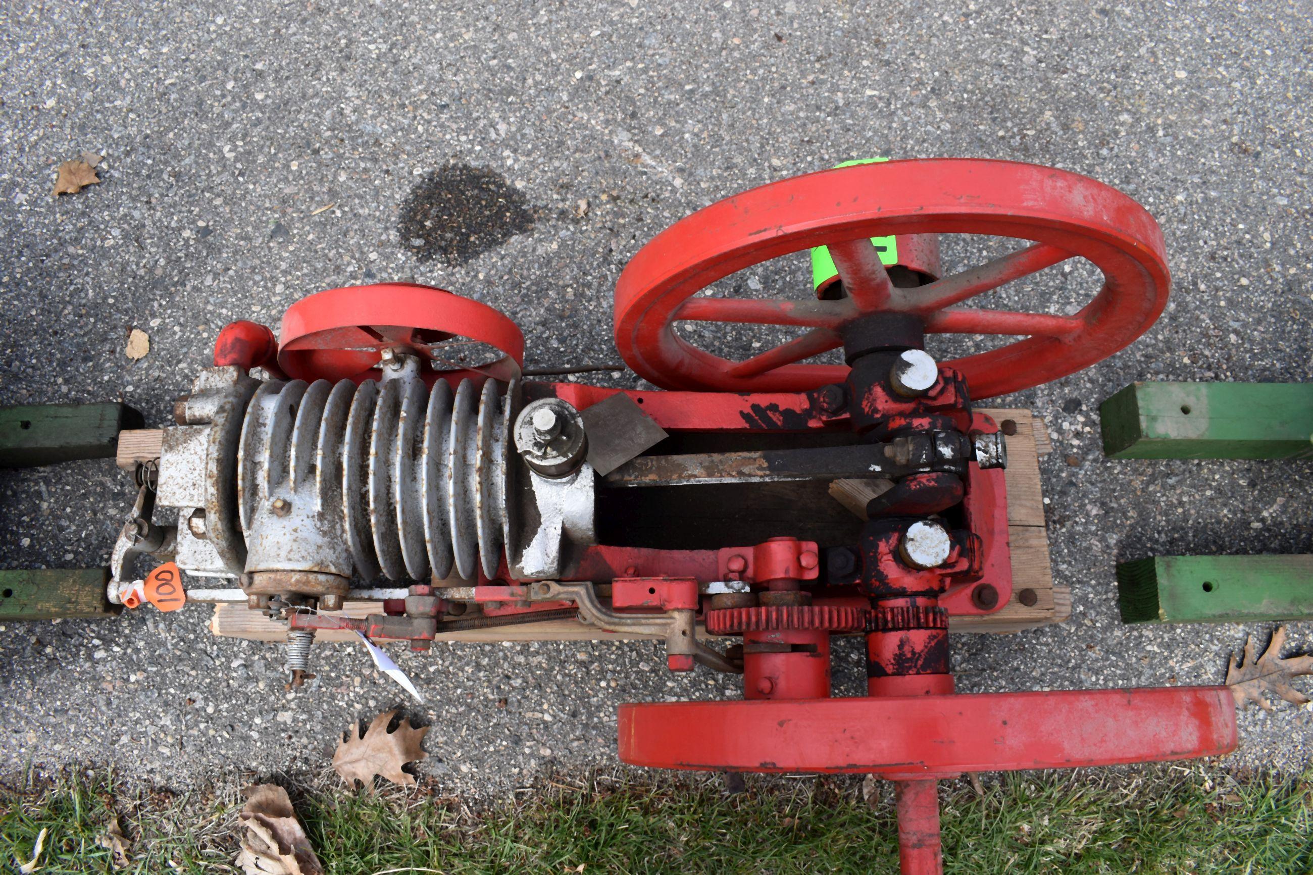 Big Chief 1.5Hp Air Cooled Gas Engine, Restored, Enclosed Govenor, ING Needs Batt, Oiler, SN:47777
