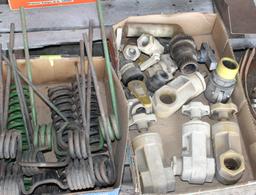 MISC PARTS , 2-HD SPINDLES, 2" REV CHISEL PLOW POINTS, 4 PLOW LAYES, SEED TUBES