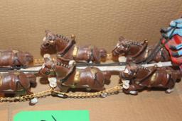 8 HORSE BUDWEISER TEAM AND WAGON, MINIATURE SET, REPRODUCTION