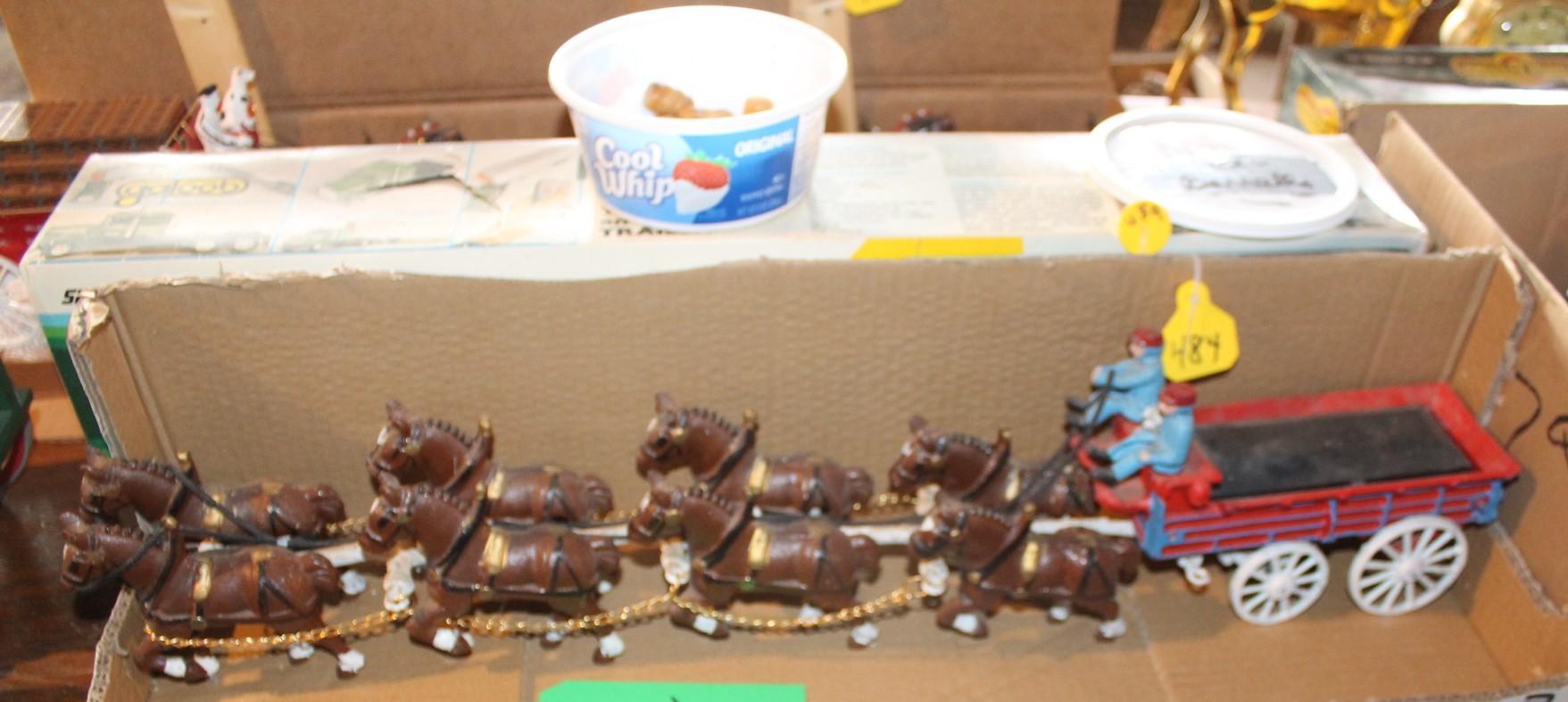 8 HORSE BUDWEISER TEAM AND WAGON, MINIATURE SET, REPRODUCTION