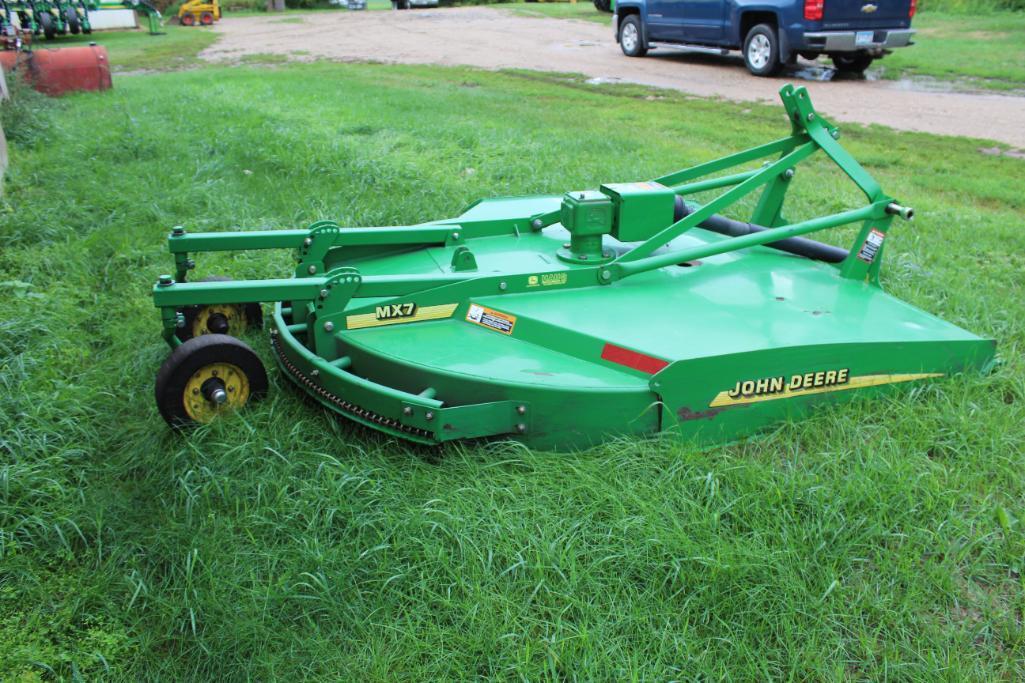 7' JOHN DEERE MX7 3PT BRUSH MOWER, 2 REAR WHEELS, 540 PTO