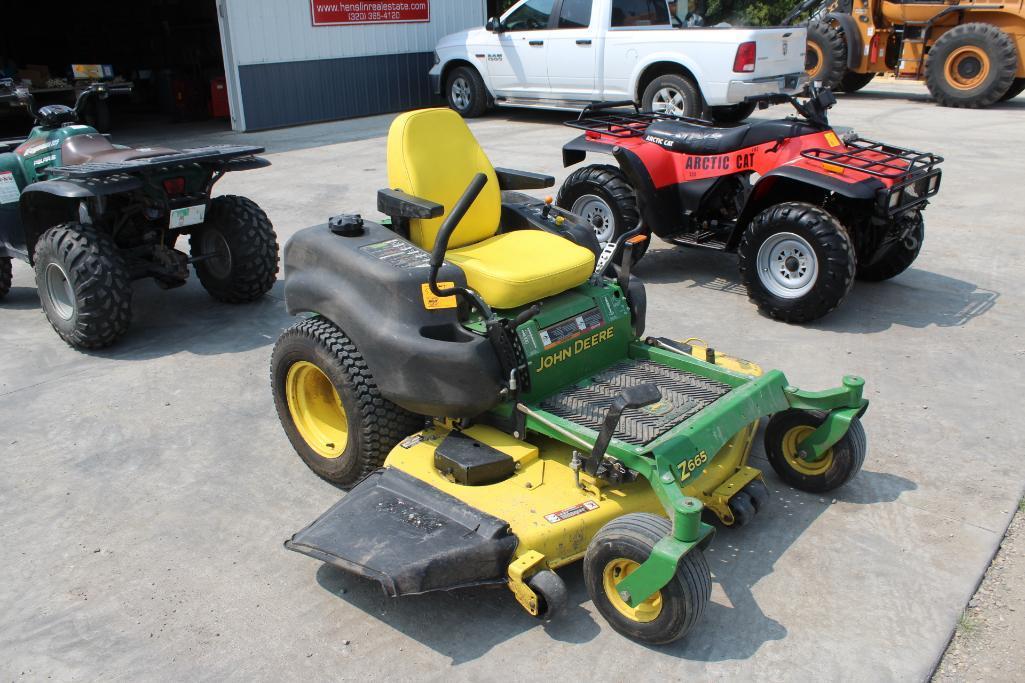 JOHN DEERE Z665 ZERO TURN, 60" DECK, 27 HP, 365 HOURS, JUST SERVICED