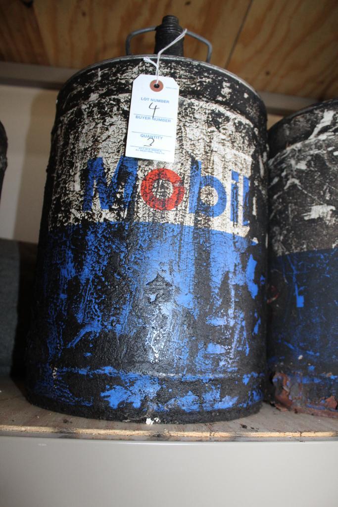 (3) MOBIL 5 GALLON OIL CANS