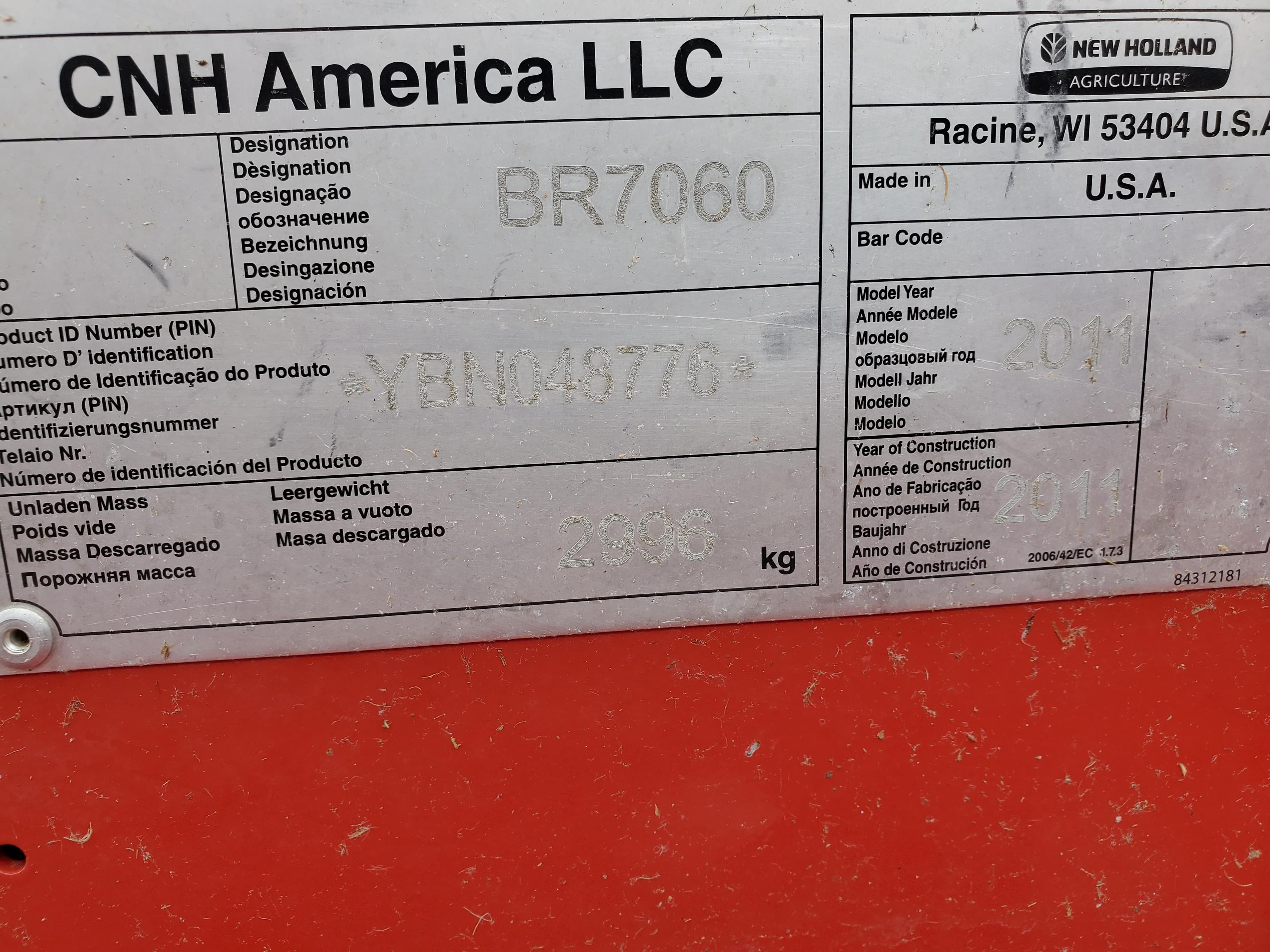 2011 New Holland BR7060 Round Baler