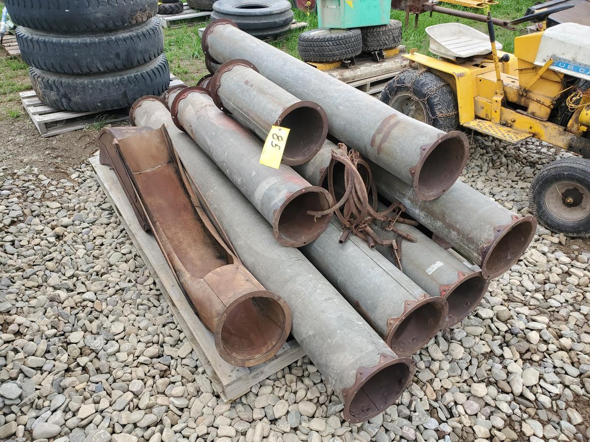 Assorted Lengths Of 8" Steel Blower Pipe With Gooseneck And Clamps