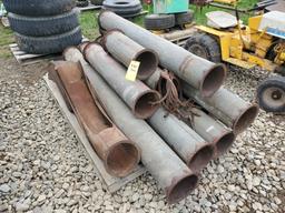Assorted Lengths Of 8" Steel Blower Pipe With Gooseneck And Clamps
