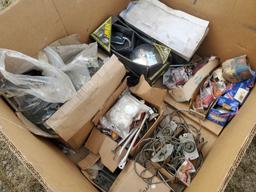 Crate Of Miscellaneous Truck Mirrors, Lights, Straps