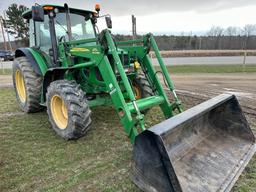 John Deere 6115D MFWD Cab Tractor with 673 Self Leveling Loader