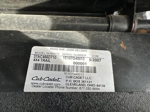 2007 Cub Cadet 4X4 UTV