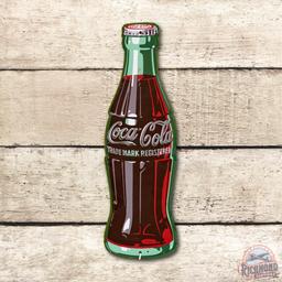 1951 Coca-Cola Bottle Shaped Embossed Metal Sign TAC 9