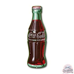 1951 Coca-Cola Bottle Shaped Embossed Metal Sign TAC 9