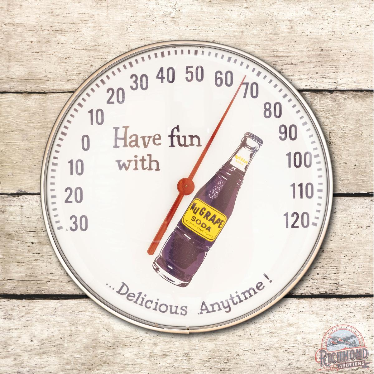 NOS Have Fun With NuGrape Soda "Delicious Anytime" Thermometer & Original Box TAC 9.5