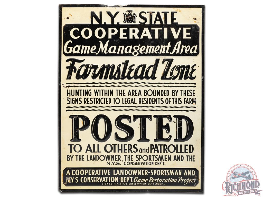 New York NY State Cooperative Game Management Area Embossed Tin Sign