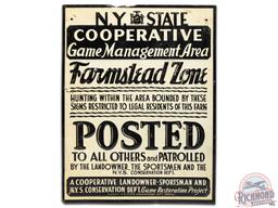 New York NY State Cooperative Game Management Area Embossed Tin Sign