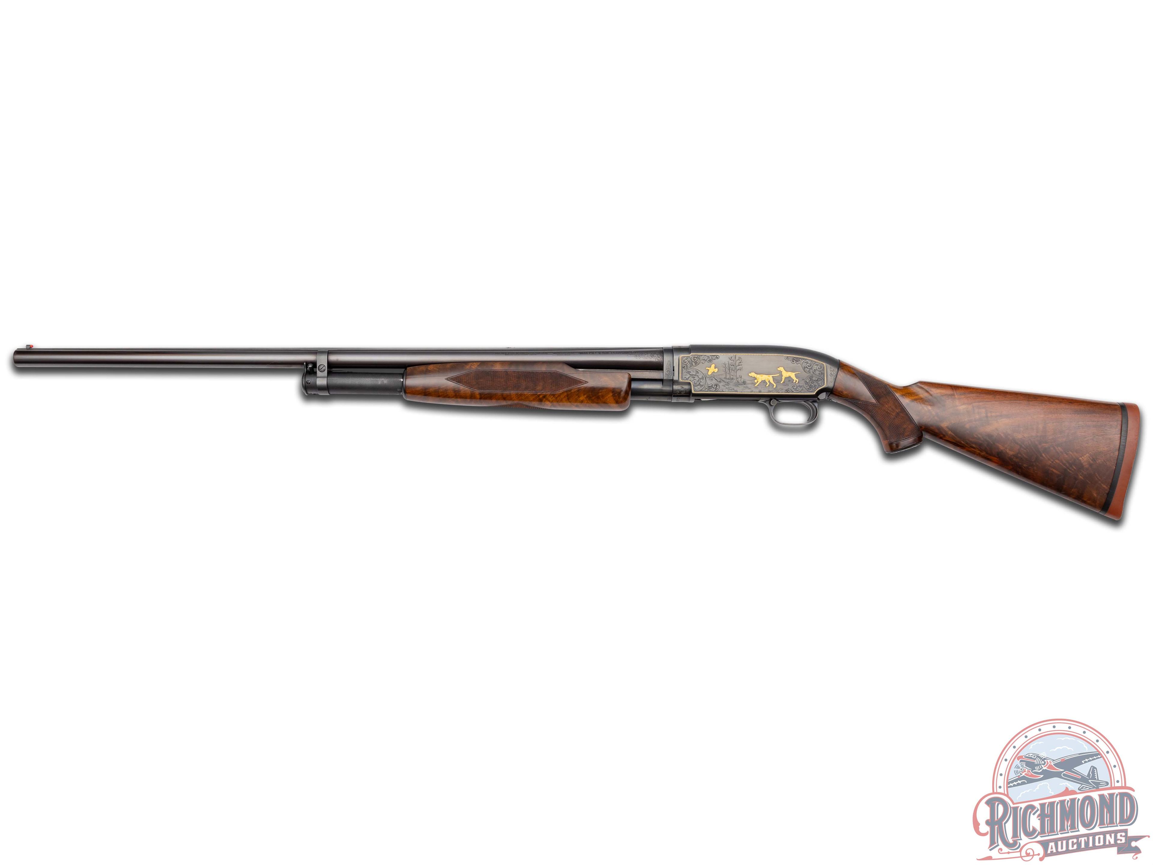 Pre-64 Engraved & Gold Embossed Custom Winchester Model 12 Pigeon Grade 12 Gauge Pump Action Shotgun