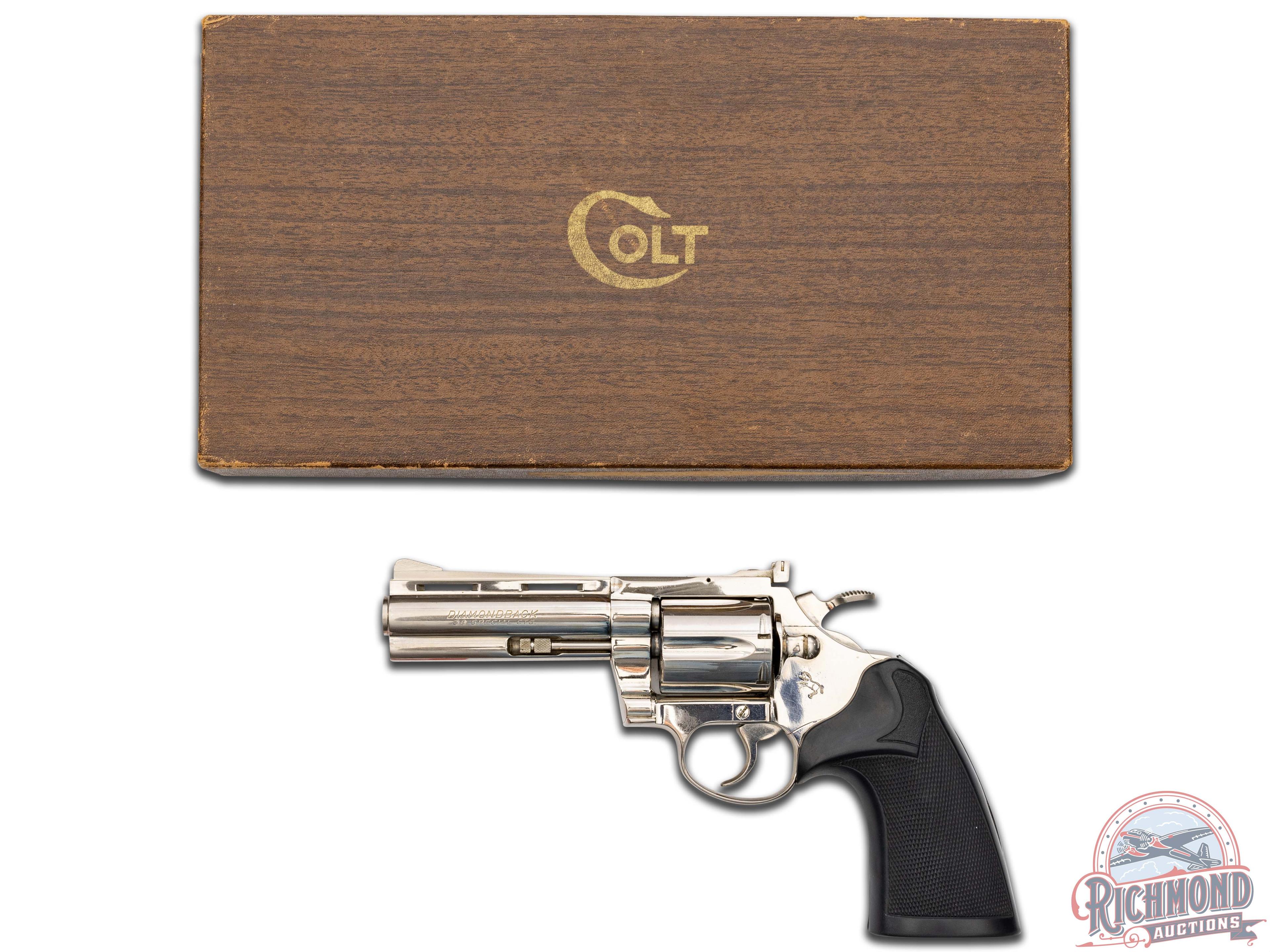 1977 Colt Diamondback 4" Nickel .38 Special Double Action Revolver