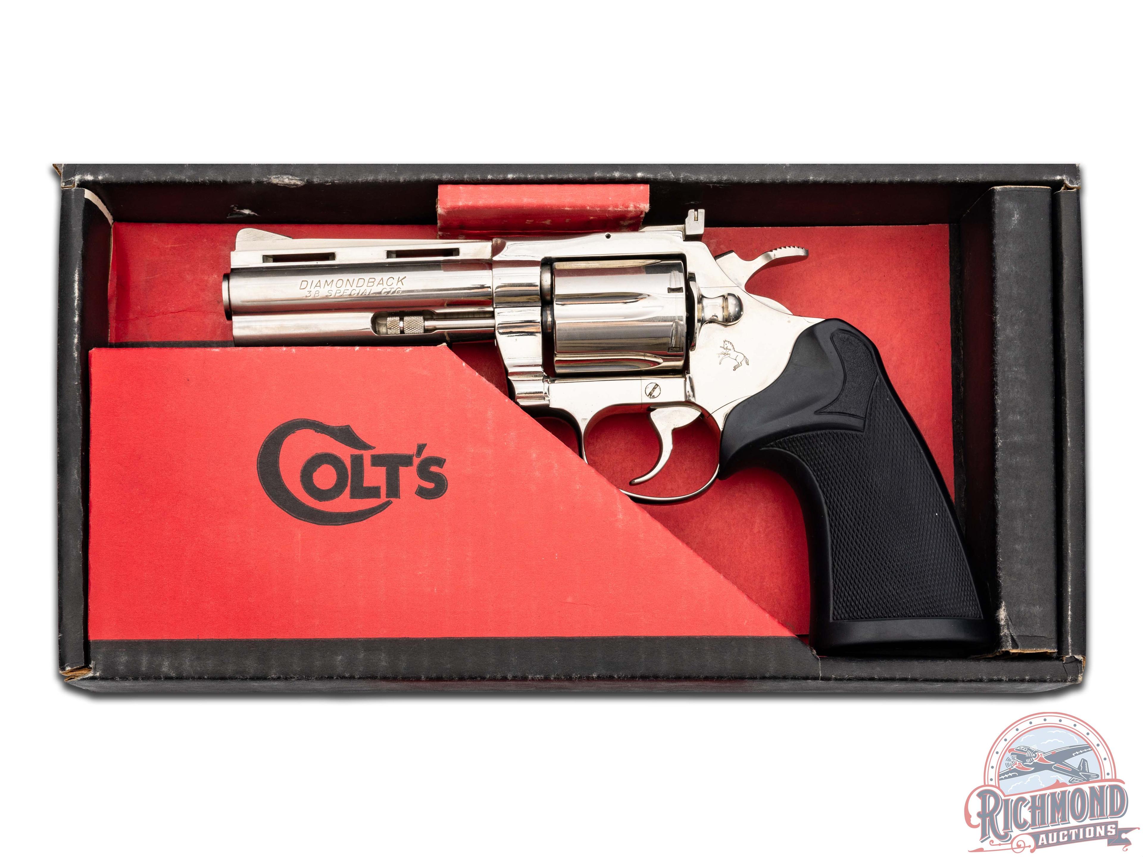 1977 Colt Diamondback 4" Nickel .38 Special Double Action Revolver